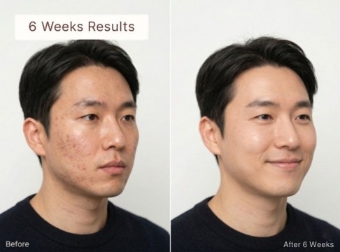 Acne improvement before and after