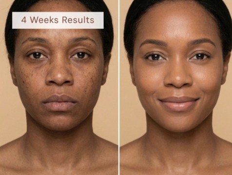 Skin radiance before and after